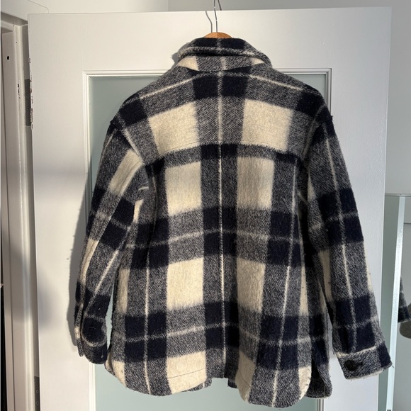 Madewell Navy and Cream Plaid light wool jacket - Picture 2 of 5
